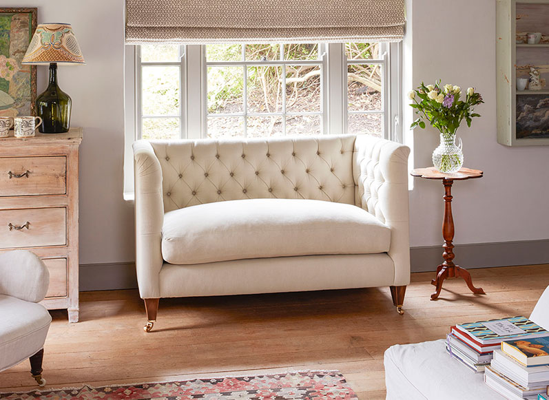 Holt Small 2 Seater Sofa in Whitewell Meringue Rugs supplied by Rugs of Petworth